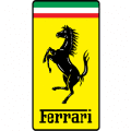 Ferrari horse logo on yellow background