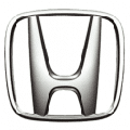 Silver color honda logo on white background