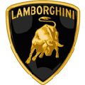 Gold Lamborghini logo on white background